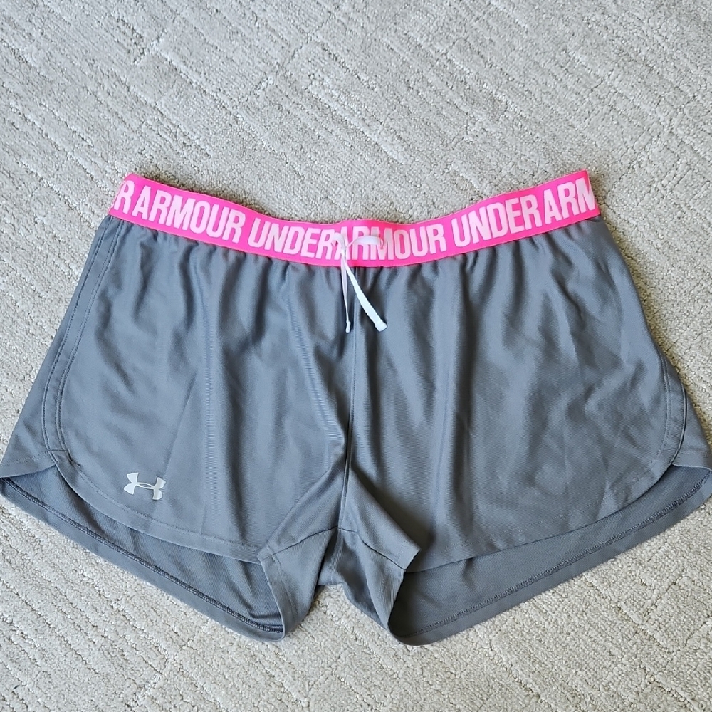 Under Armour Gray and Pink Athletic Shorts for Performance
